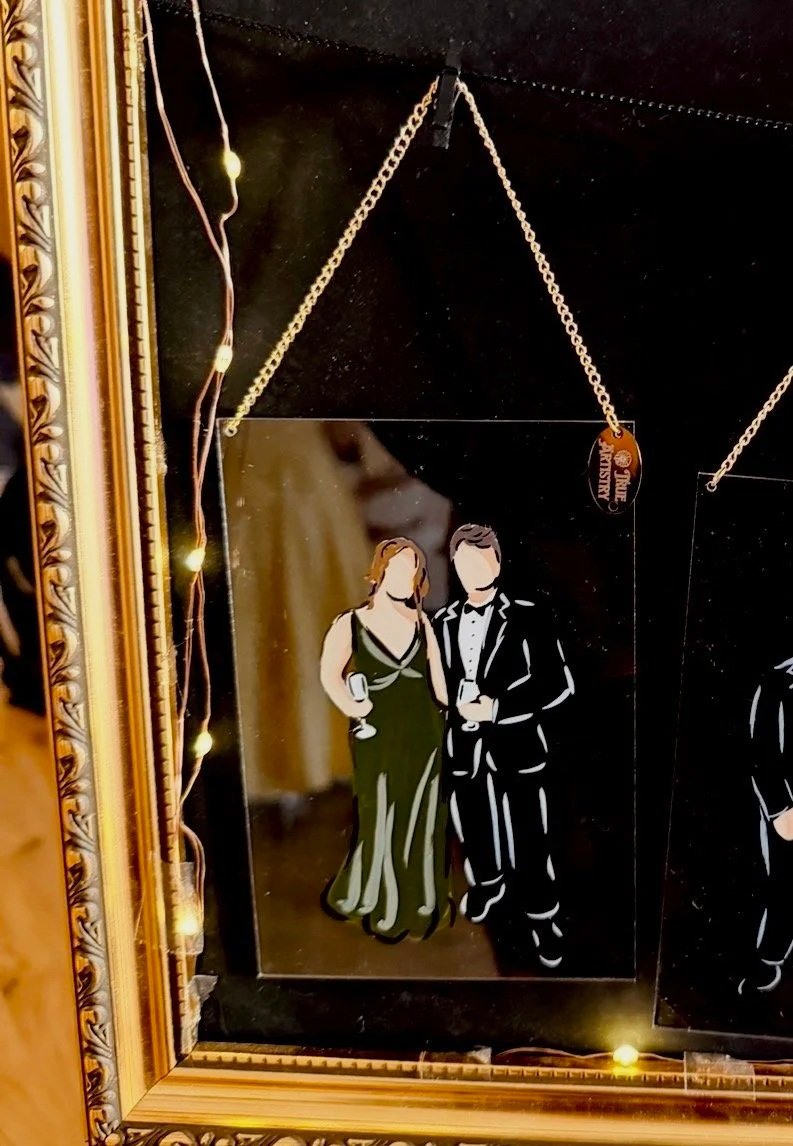 a wedding guest couple illustration. warm autumn colours