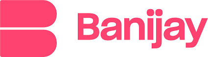 Logo with a large pink letter 'B' and the word 'Banijay' in pink text.