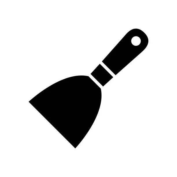 Black silhouette of a dustpan with a handle