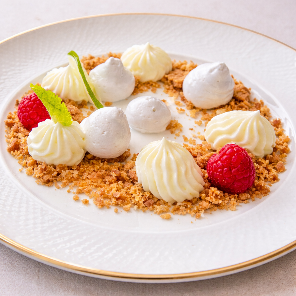 Tarta de lima deconstruida