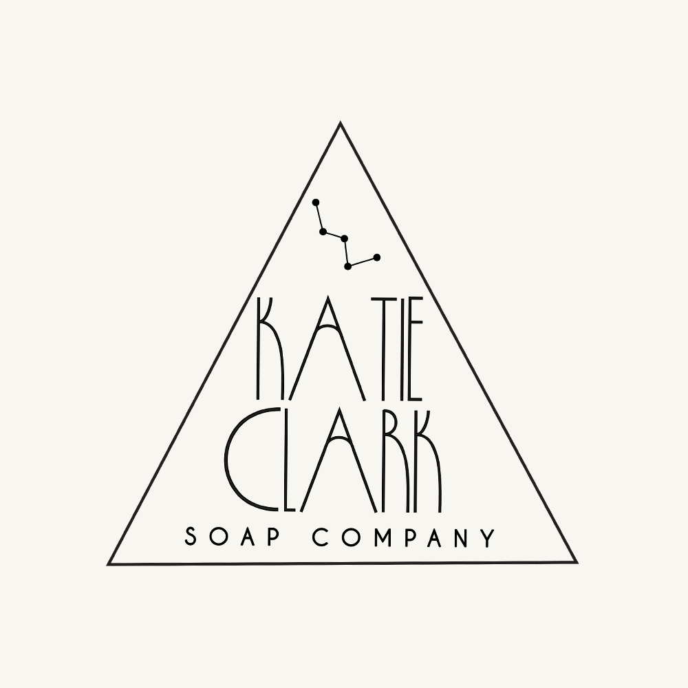 Concept logo for Katie Clark Soap Company, a small business offering handmade, cold-pressed soap and bath products.