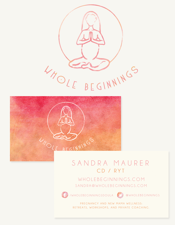 Brand kit for Whole Beginnings, a small business based in St. Paul, Minnesota offering postpartum and pregnancy wellness products, workshops and coaching.