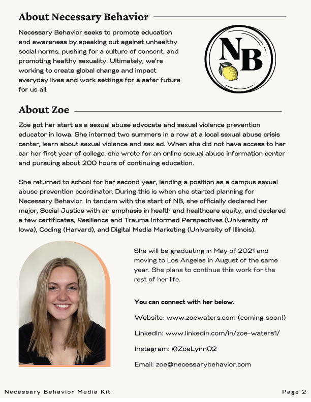 Necessary Behavior’s media kit showcases its bold visual identity that centers equity, community, and action through cohesive branding, campaign graphics, and social storytelling. It highlights the organization’s mission with human-centric storytelli