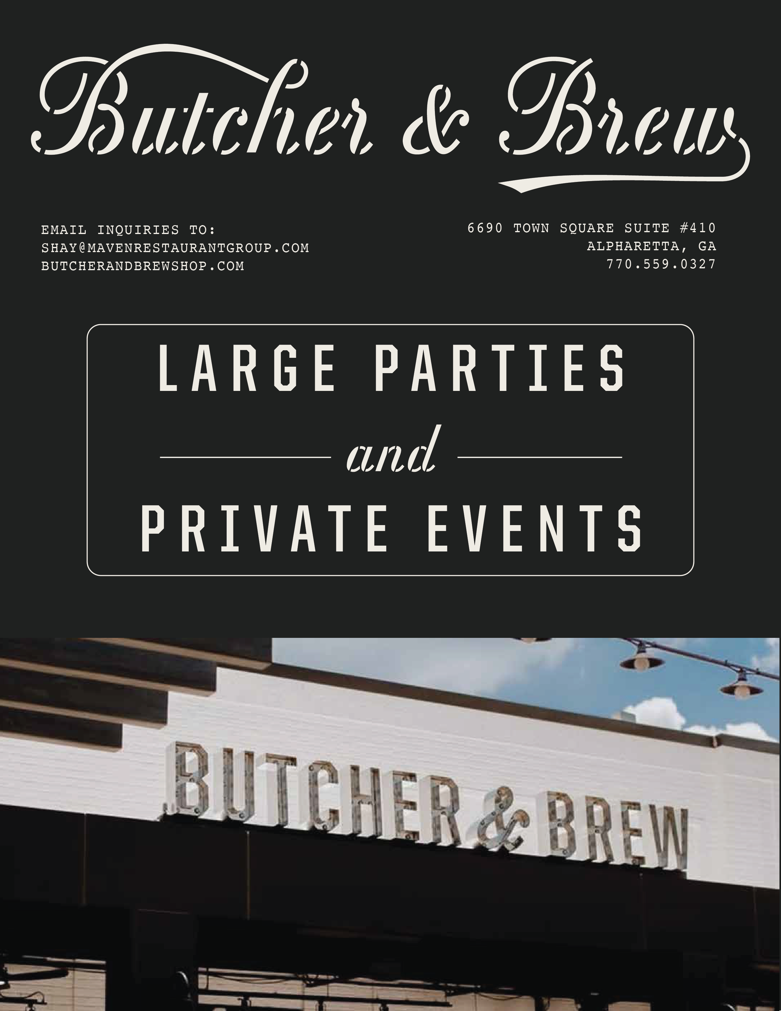 This private events packet is designed to succinctly highlight Butcher & Brew's offerings for both tiered prefix menus and bar packages. Designed in Adobe Illustrator, it is intended for both print and digital use.