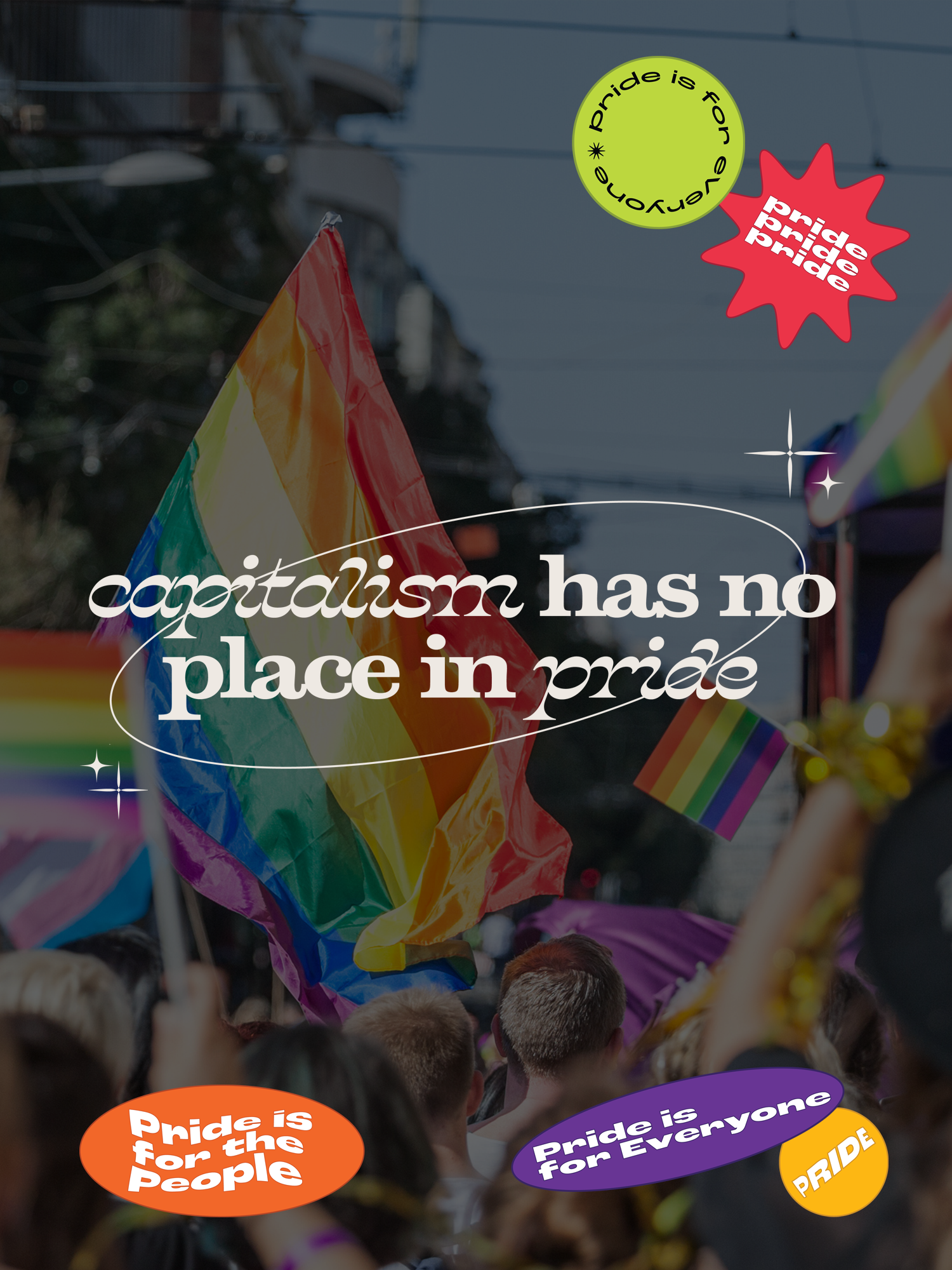 Digital asset for '22 Pride collection, highlighting various elements for use in both merchandise, social media, and print campaigns