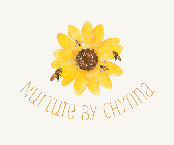 Concept logo for Nurture by Chynna, a small business offering beeswax candles and bath products.