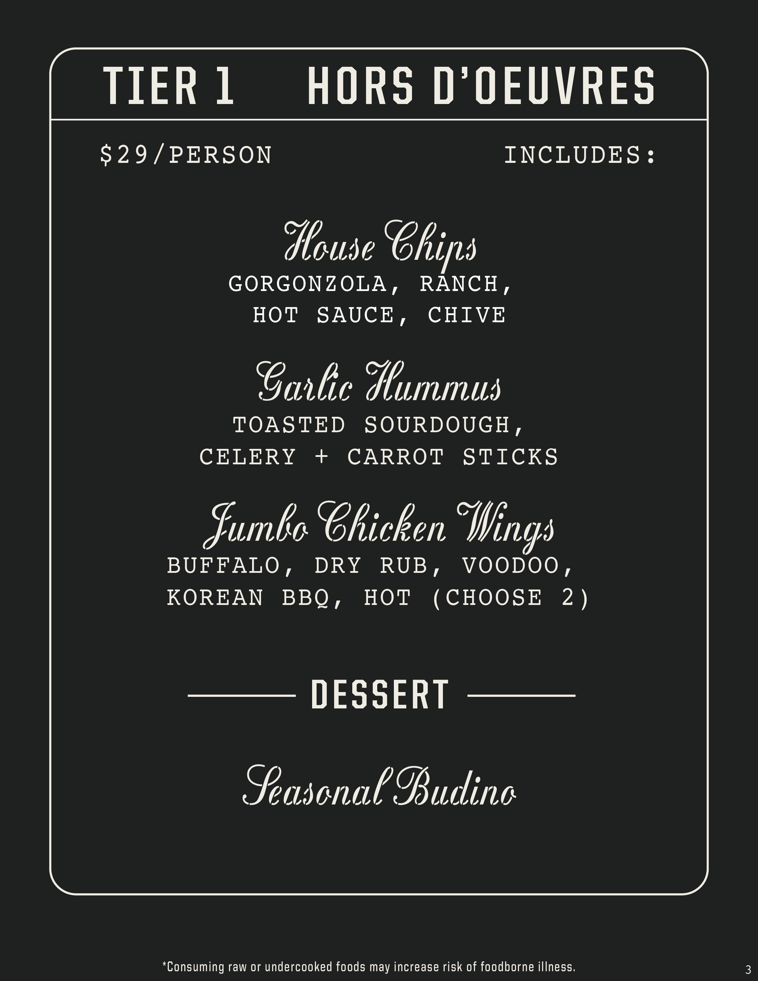 This private events packet is designed to succinctly highlight Butcher & Brew's offerings for both tiered prefix menus and bar packages. Designed in Adobe Illustrator, it is intended for both print and digital use.