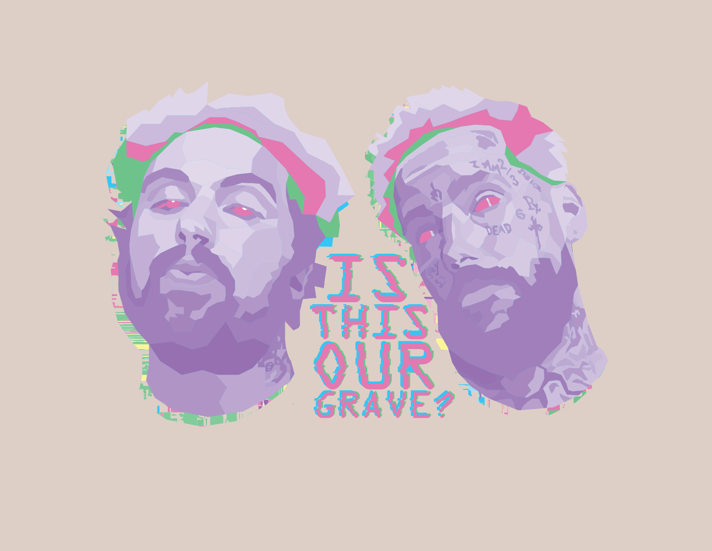 $UICIDEBOY$: The digital noise and neon color palette is intended to echo the rawness of their sound. This design leans into distortion and contrast - a small nod to the darkness that they’ve turned into art.