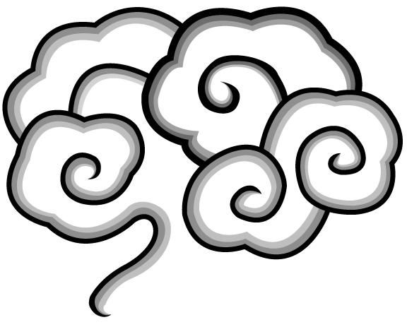 Stylized black and gray cloud with swirling patterns; logo for Gentle Natural Wellness
