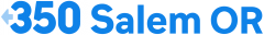 Text reading '350 Salem OR' with '350' in blue and 'Salem OR' in black.