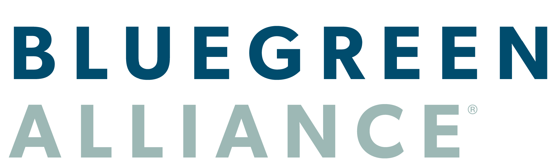 BlueGreen Alliance logo with the words BlueGreen in dark blue and Alliance in light gray.