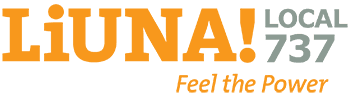 LiUNA logo with slogan 'Feel the Power' and contact number 737