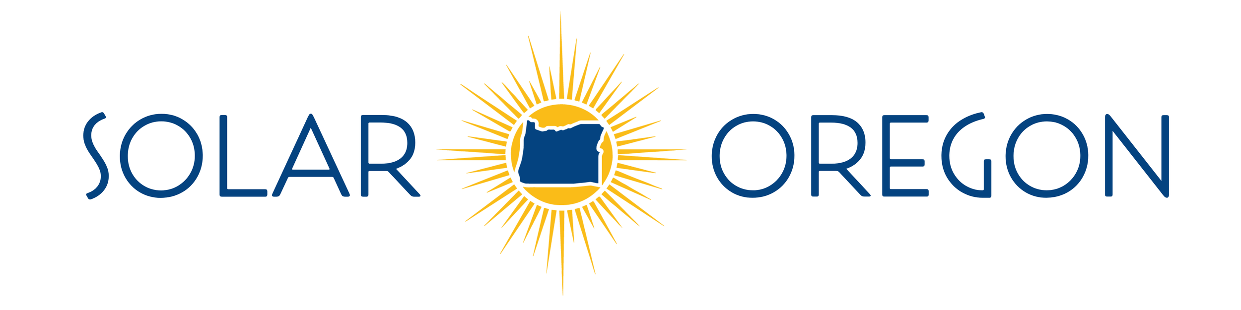 Logo for Solar Oregon with the shape of the state of Oregon inside a sunburst.