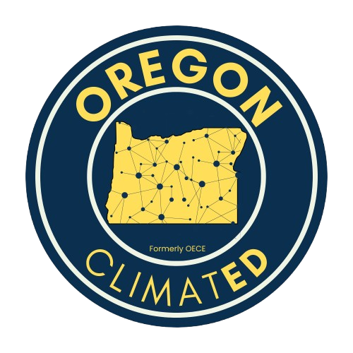 Oregon Climateed badge with a map of Oregon surrounded by the text 'Oregon Climateed' and 'Formerly OECE'.