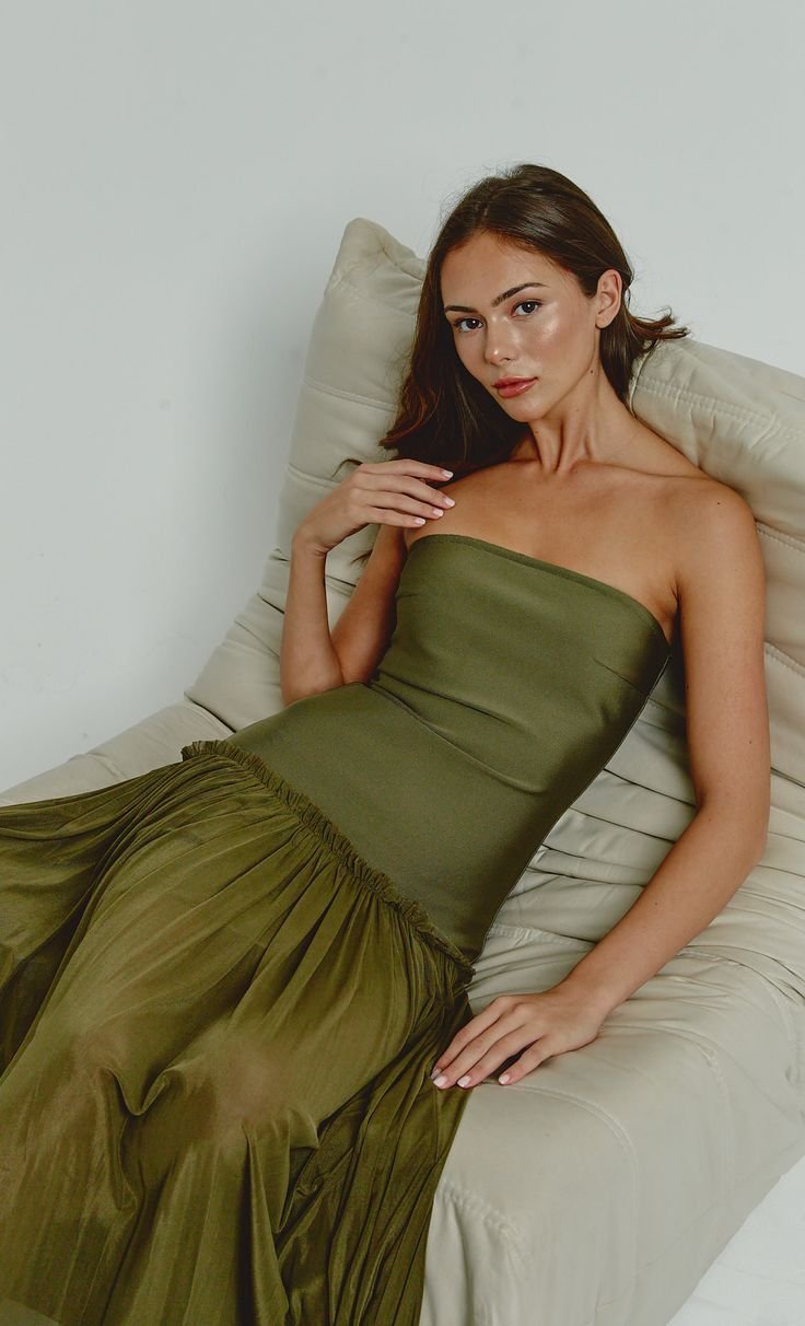 Olive Bandage Drop Waist Maxi Dress.jpeg