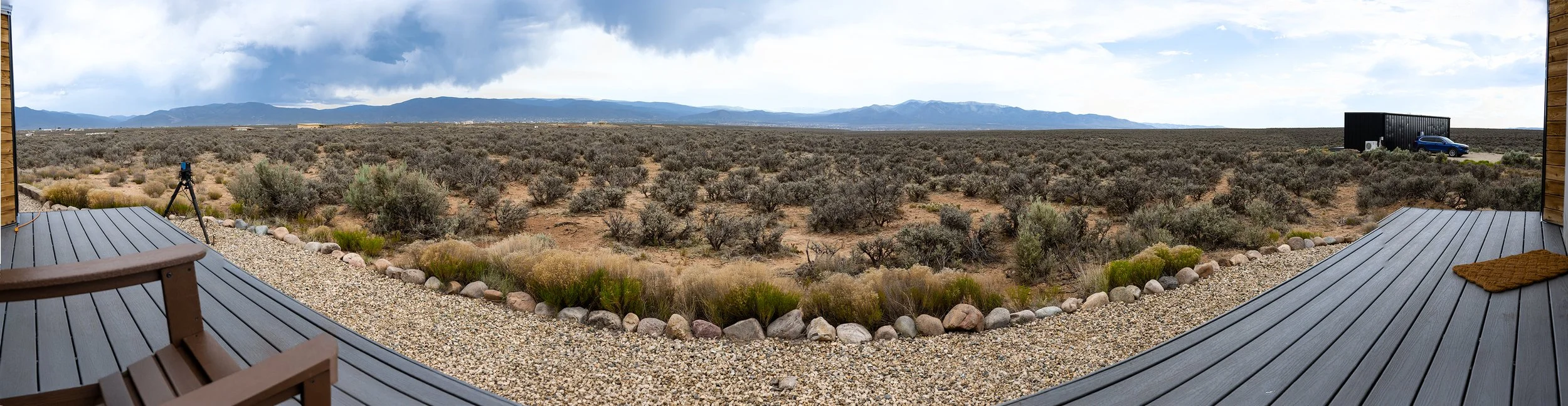Panorama looking SE at Taos in the distance.