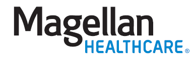 Magellan Healthcare logo with black and blue text