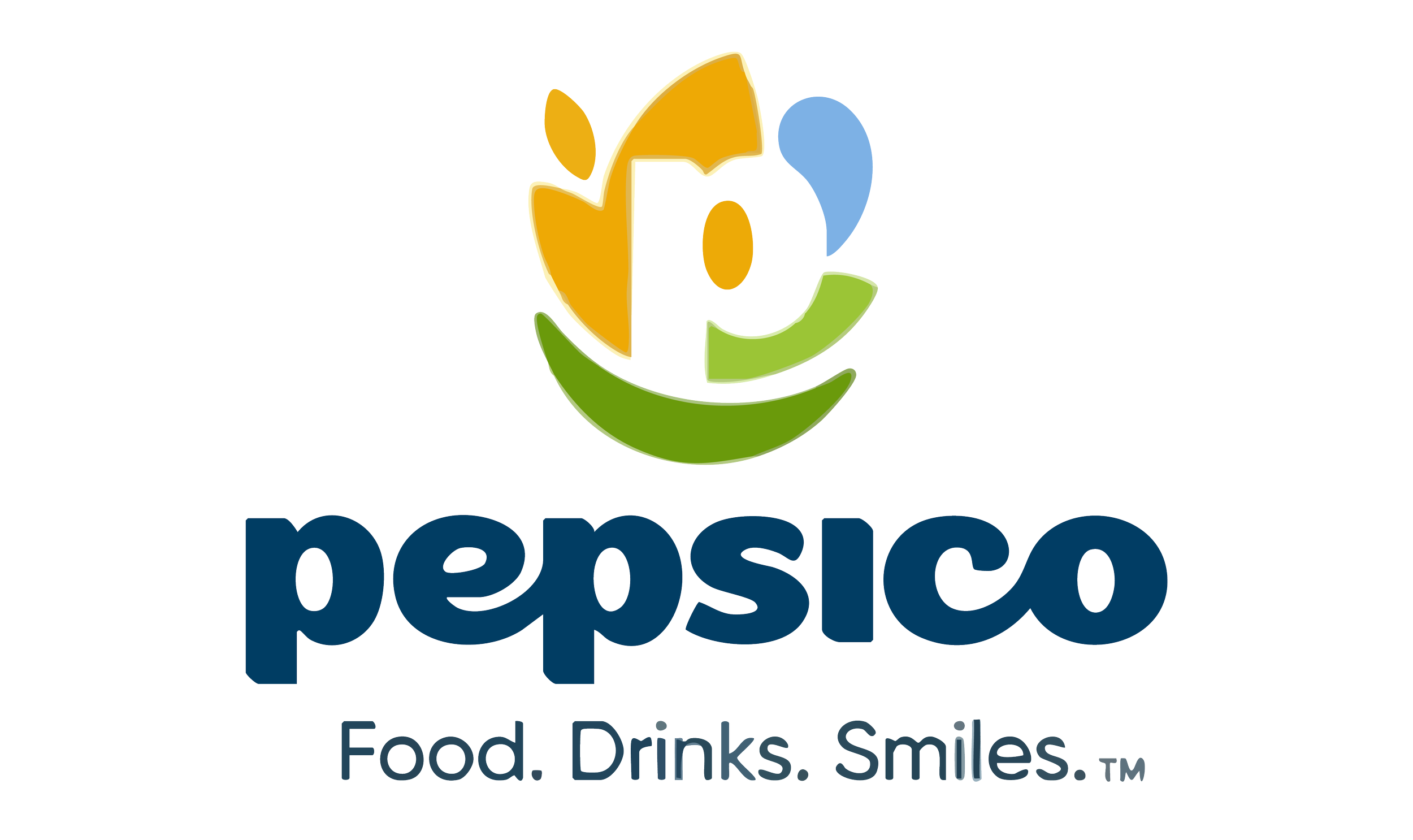 Logotipo que combina un dibujo de una fruta con el texto 'popsico' y la frase 'Food. Drinks. Smiles.' debajo.