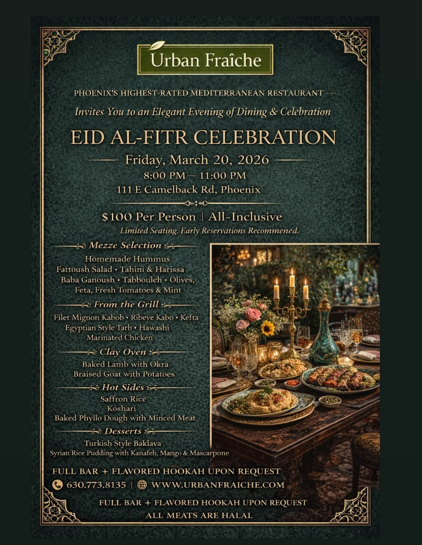 ✨ Celebrate Eid in Style ✨

Join us for an unforgettable Eid Al-Fitr Celebration at Urban Fra&icirc;che, an unforgettable evening of incredible food, beautiful ambiance, and joyful community. 🌙

Indulge in a lavish all-inclusive feast featuring mezz