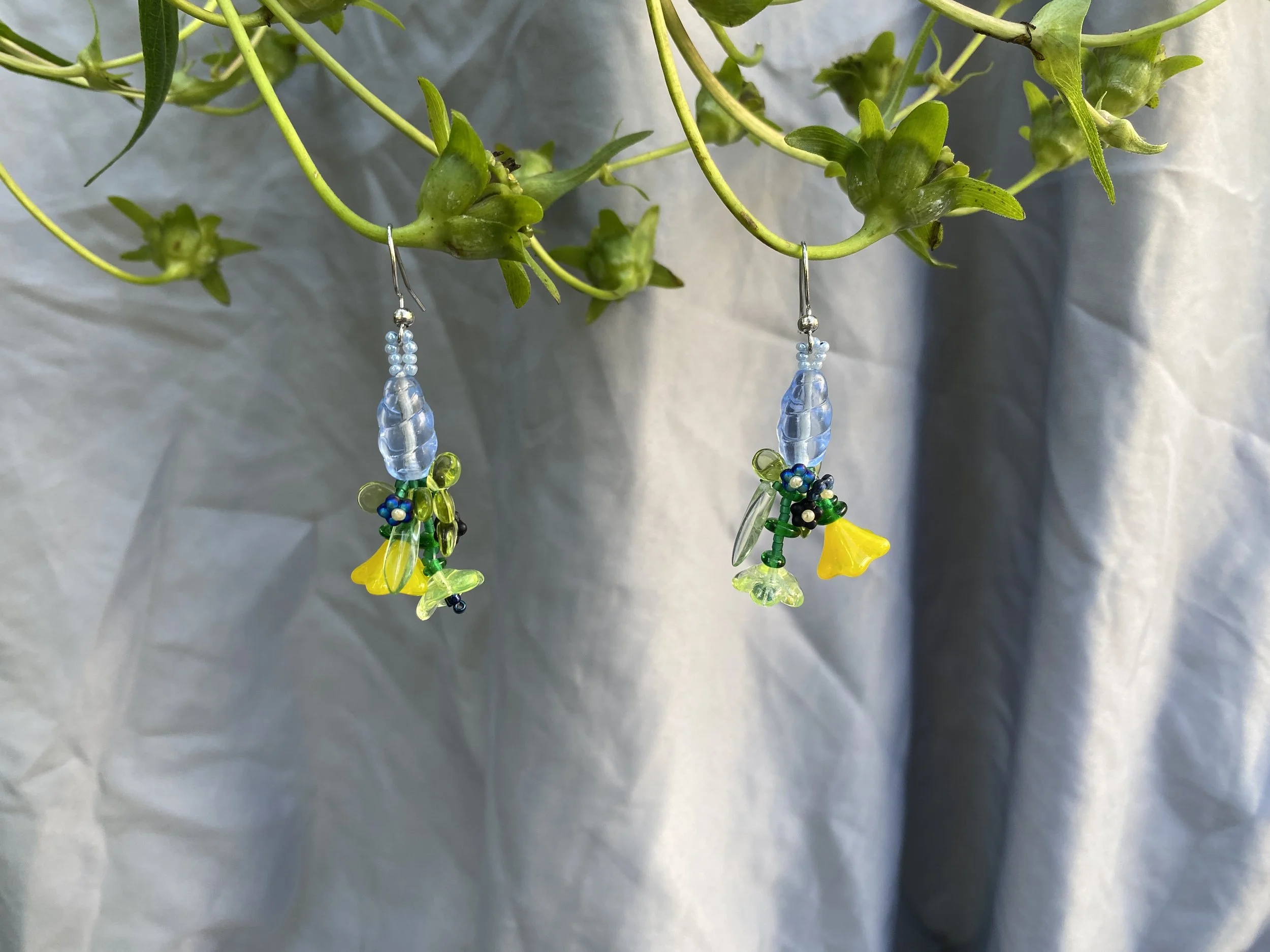 Yellow Blue Bouquet Earrings