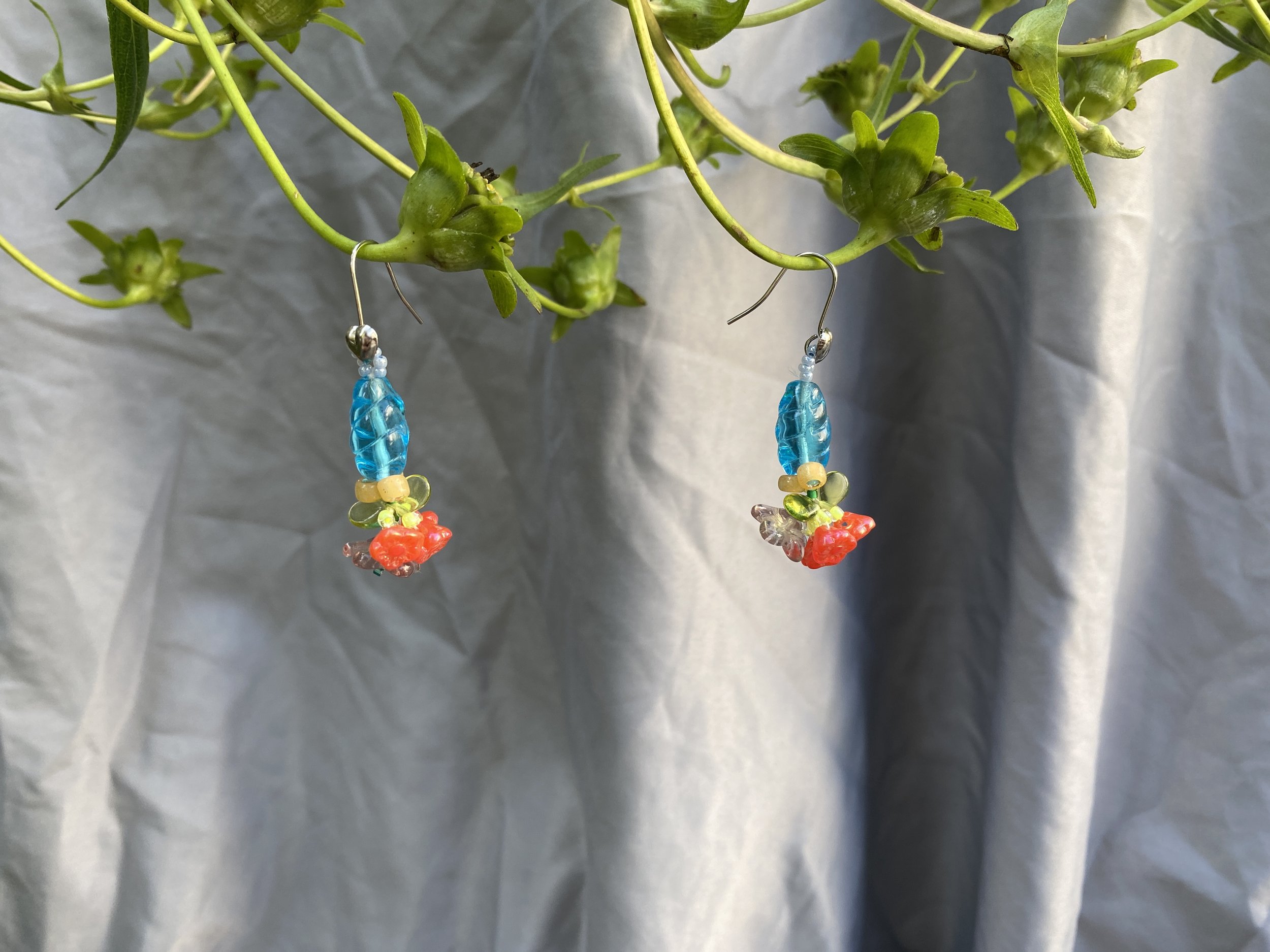 Orange Flower Bouquet Earrings
