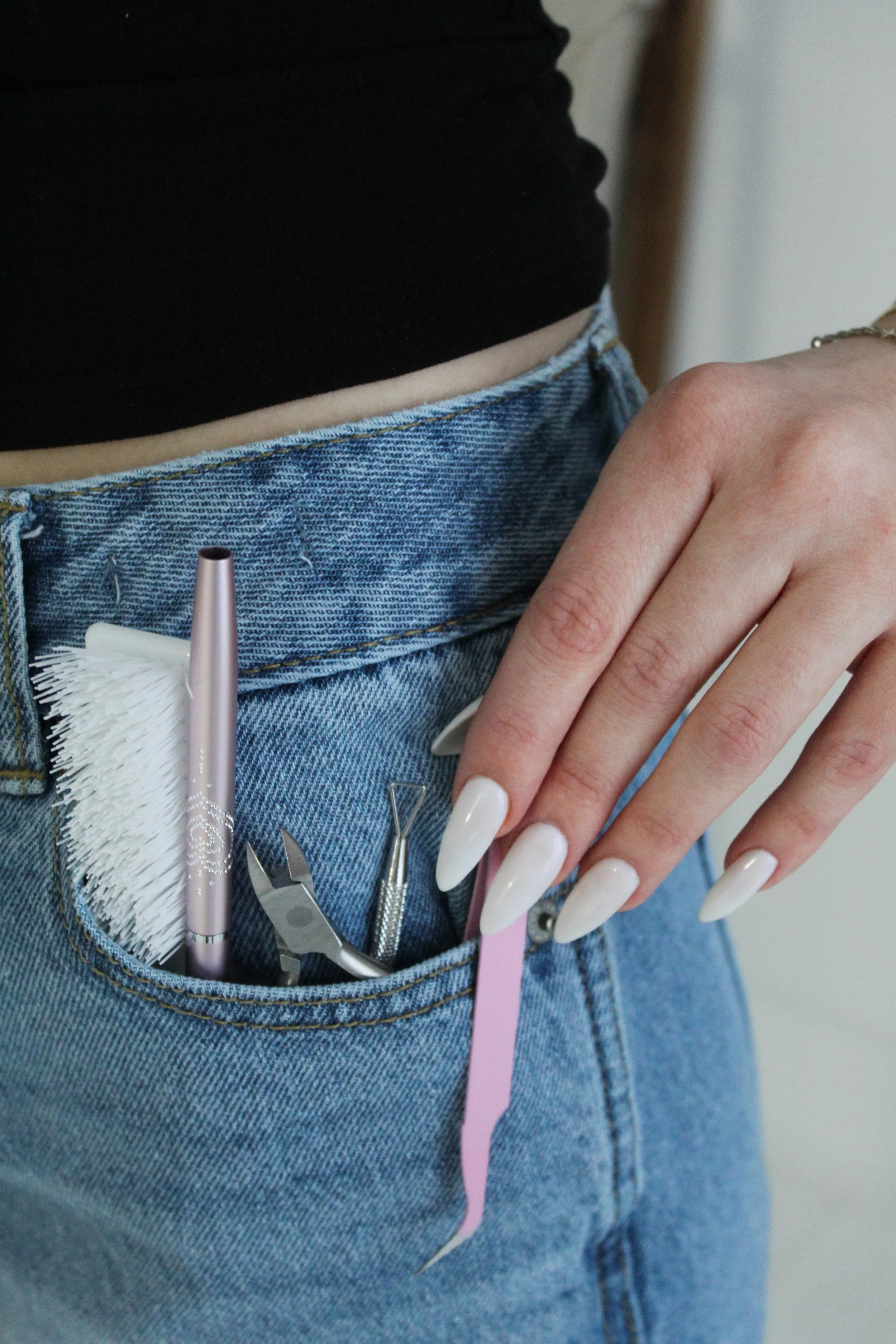 Salon customer with new long natural braids
