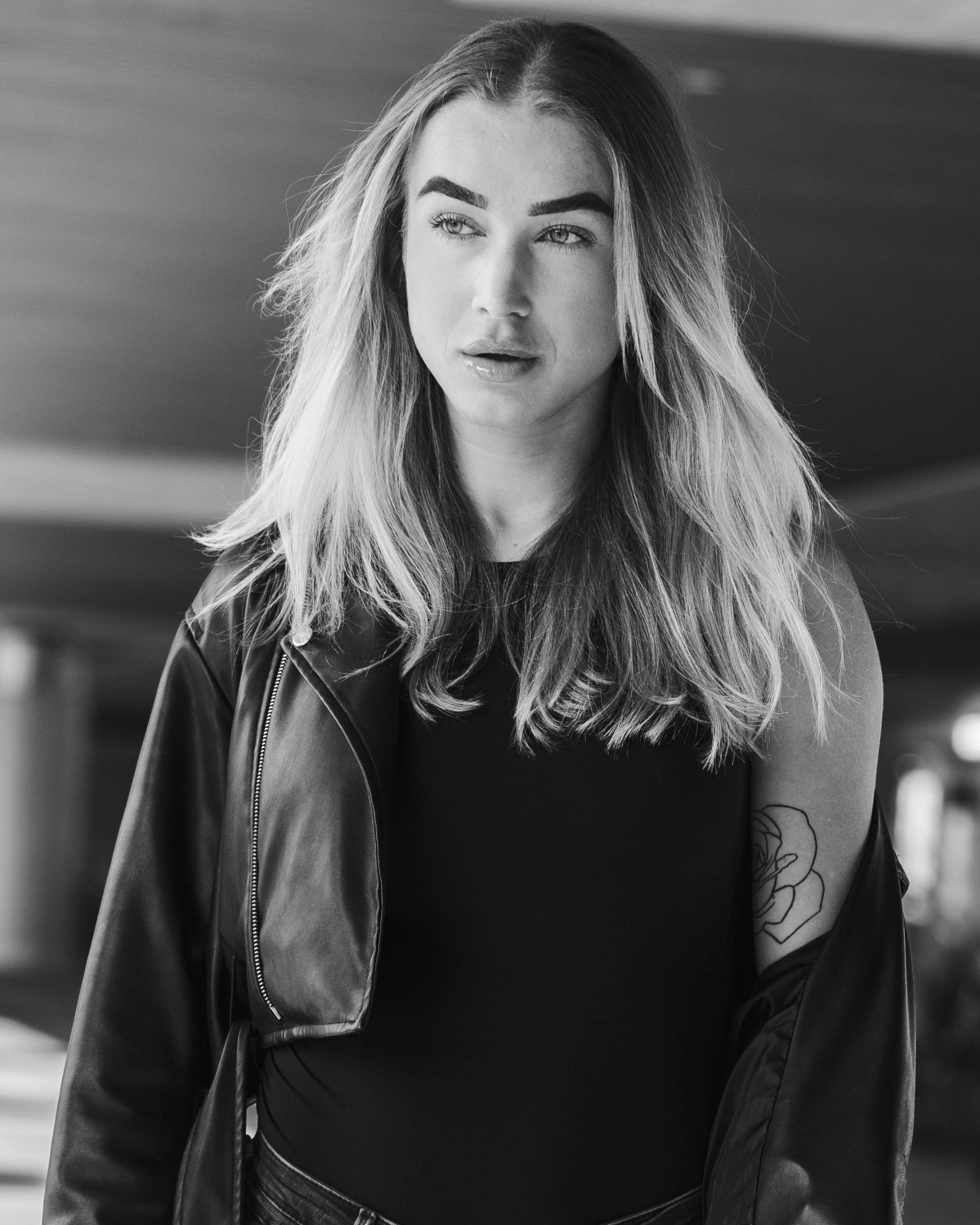 Black white portrait outdoor