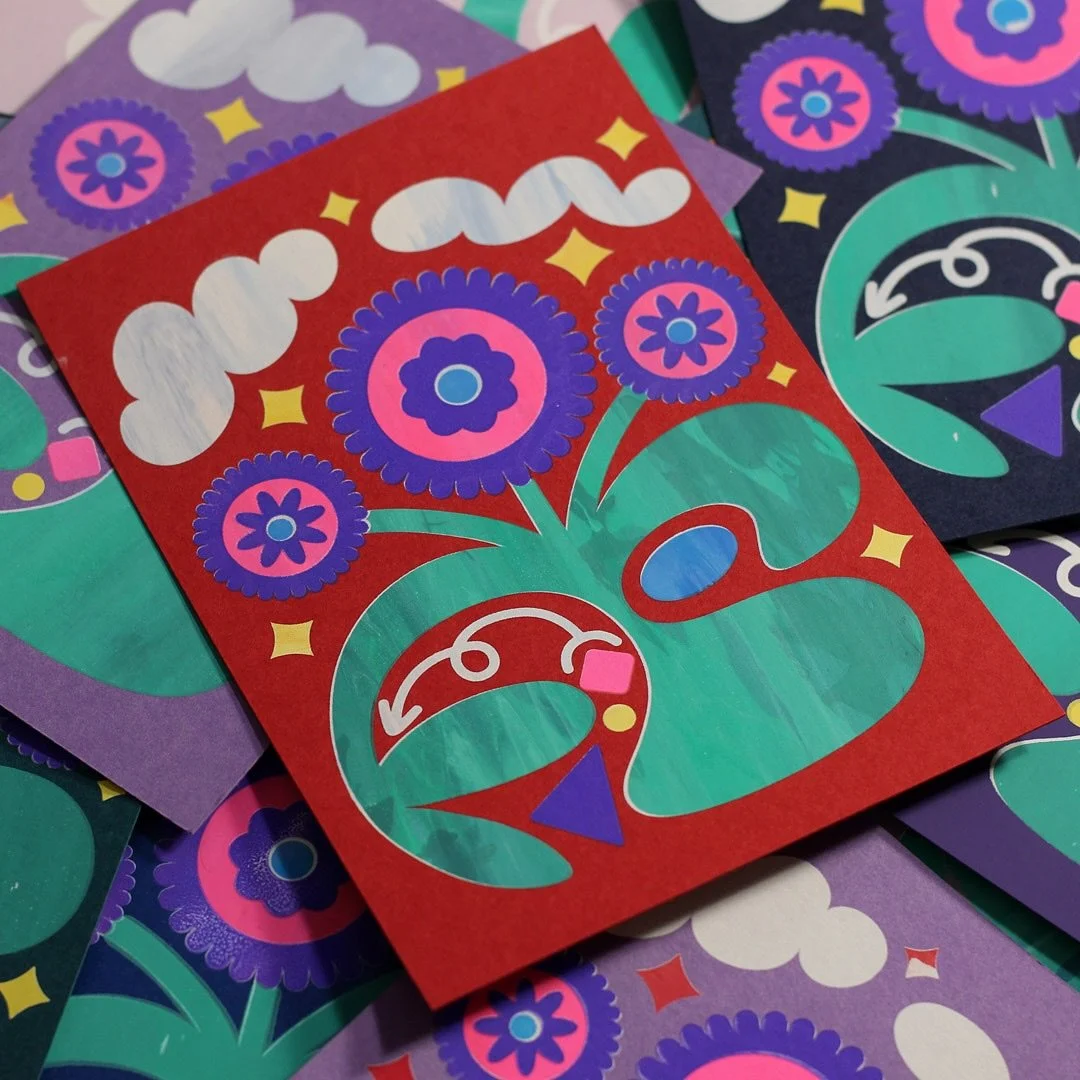 flowers still shine at nite no. 2

A follow-up lesson on low-light floral luminance in the form of a five-color screen print on various shades of 5x7&rdquo; card stock. 

I encourage you to put this title to the test: flowers take on an ethereal, oth