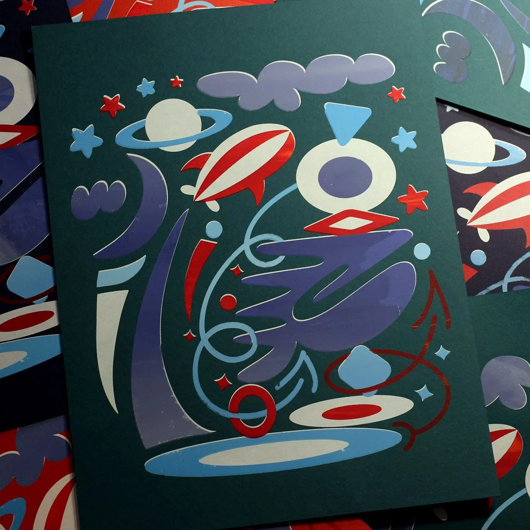 "made-up moon @ sundown (i am not at liberty to discuss the blimp)"