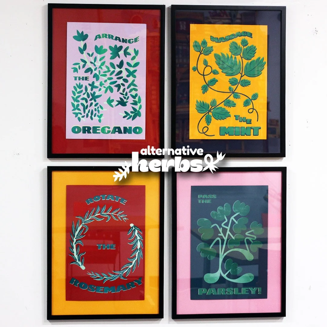 alternative herbs framed set