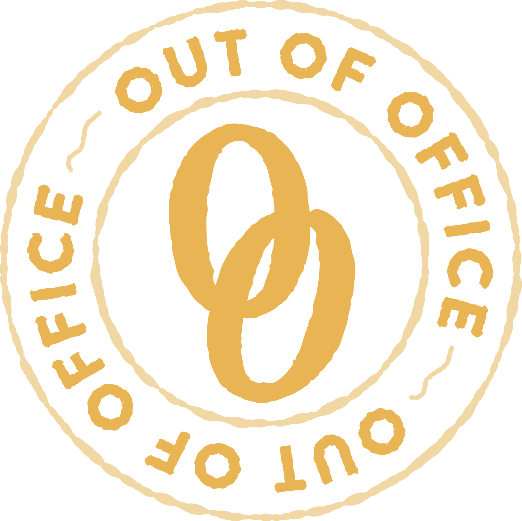 Yellow stamp style logo for OOO, Co.