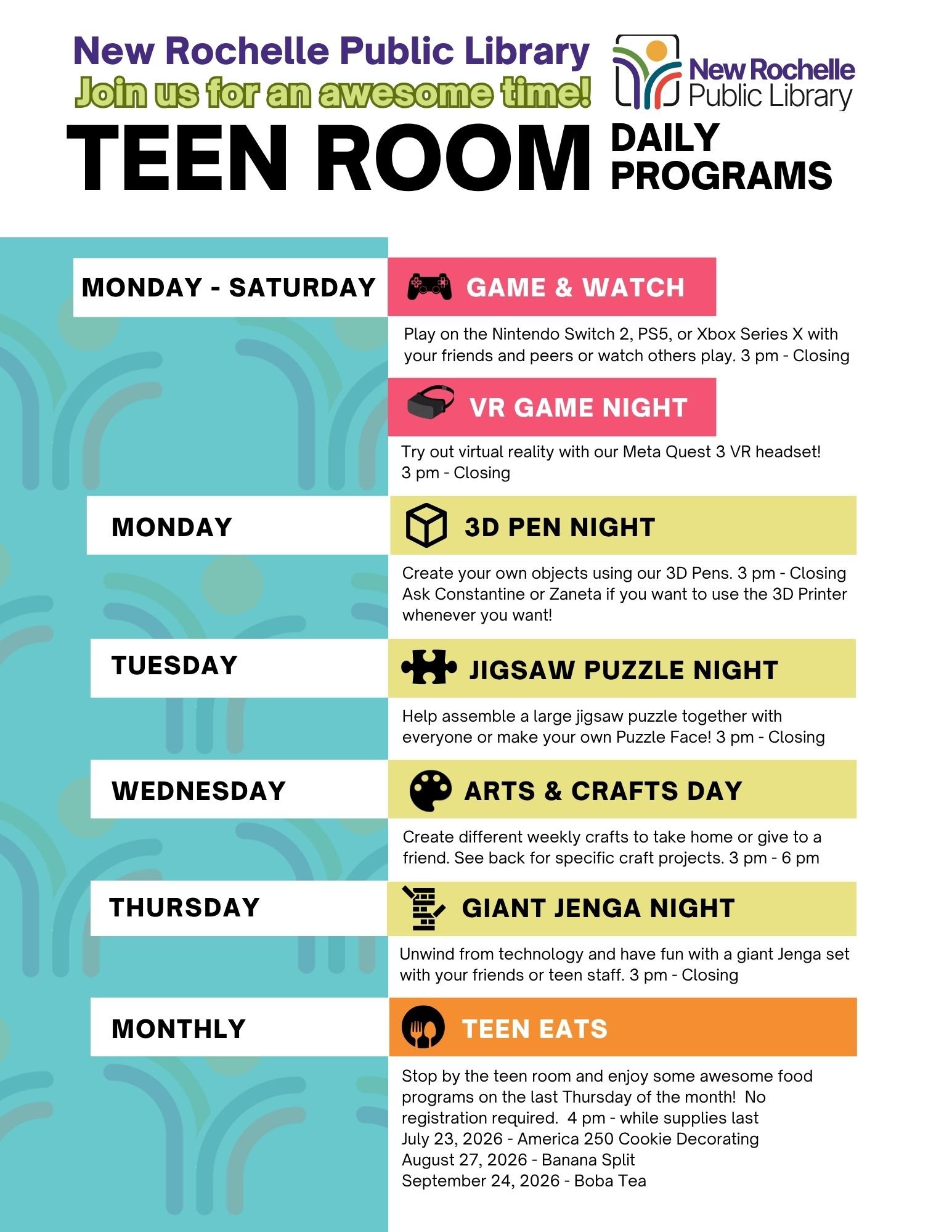 TEEN ROOM DAILY PROGRAMS