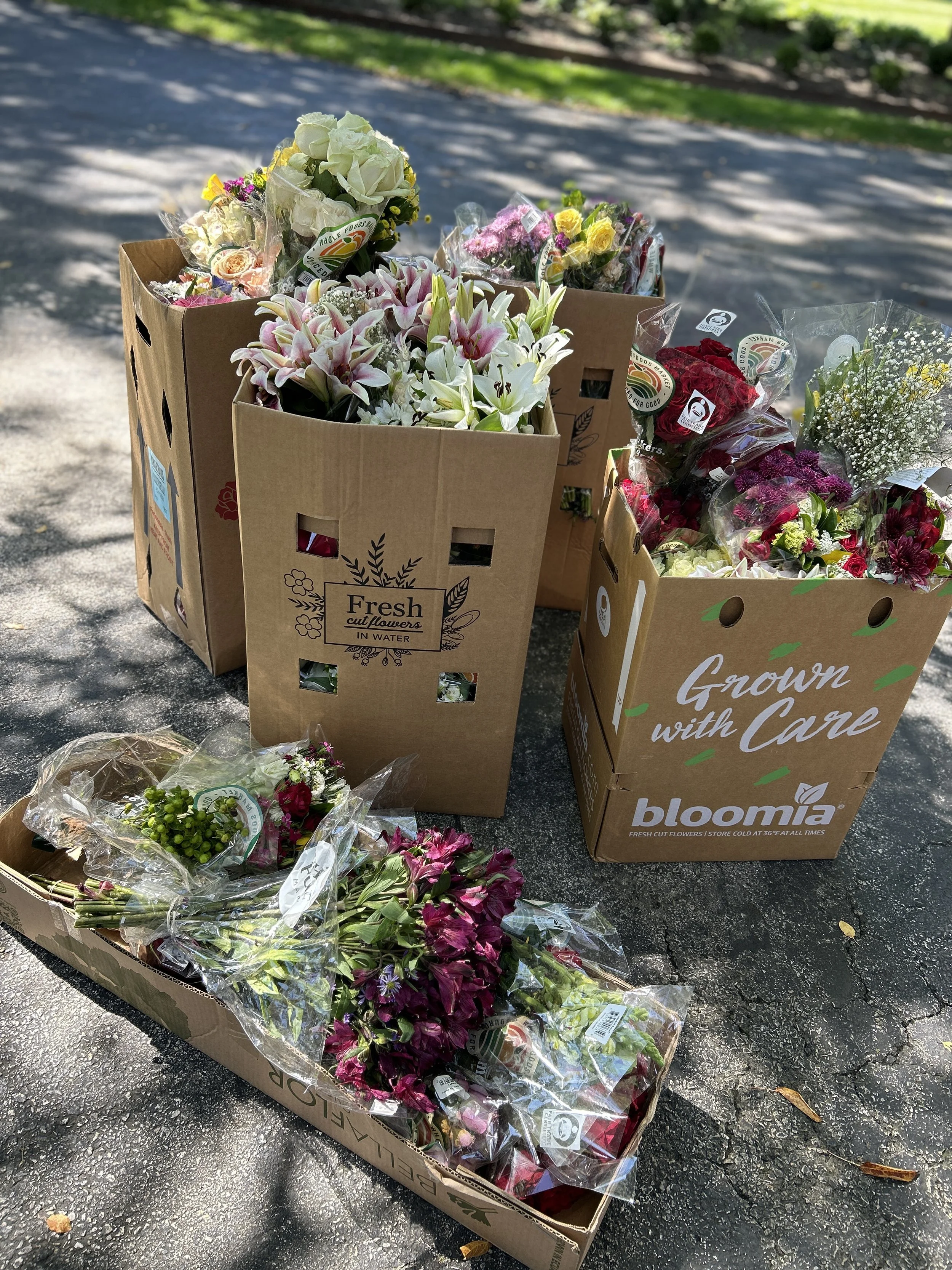 Generous donation from Whole Foods helped us make 78 Bouquets to help brighten days for our community members!