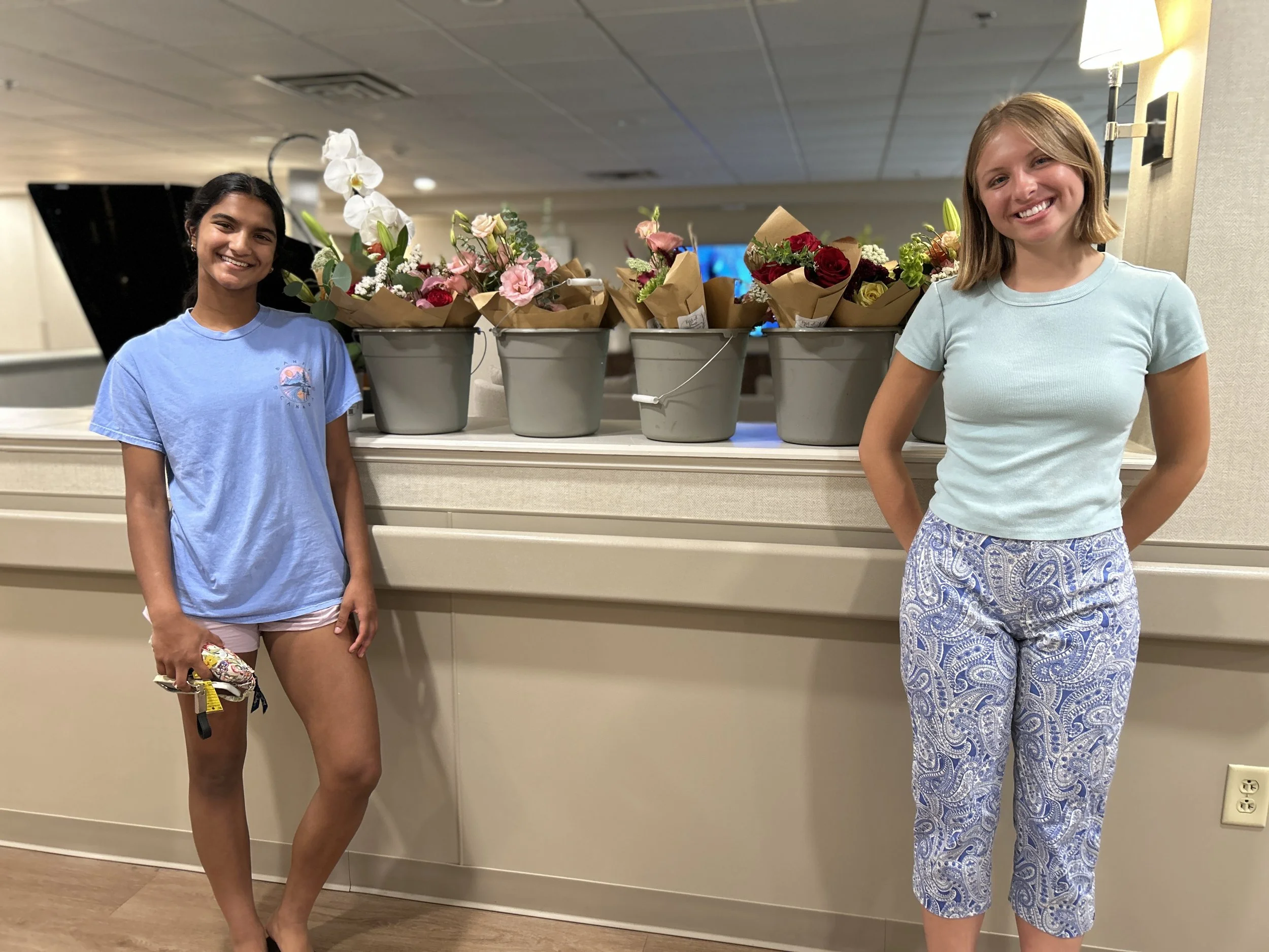Beautiful flower bouquets for patients at Post Acute Care and Rehab with flowers from our garden along with those generously donated by Whole Foods - 8/11/26!