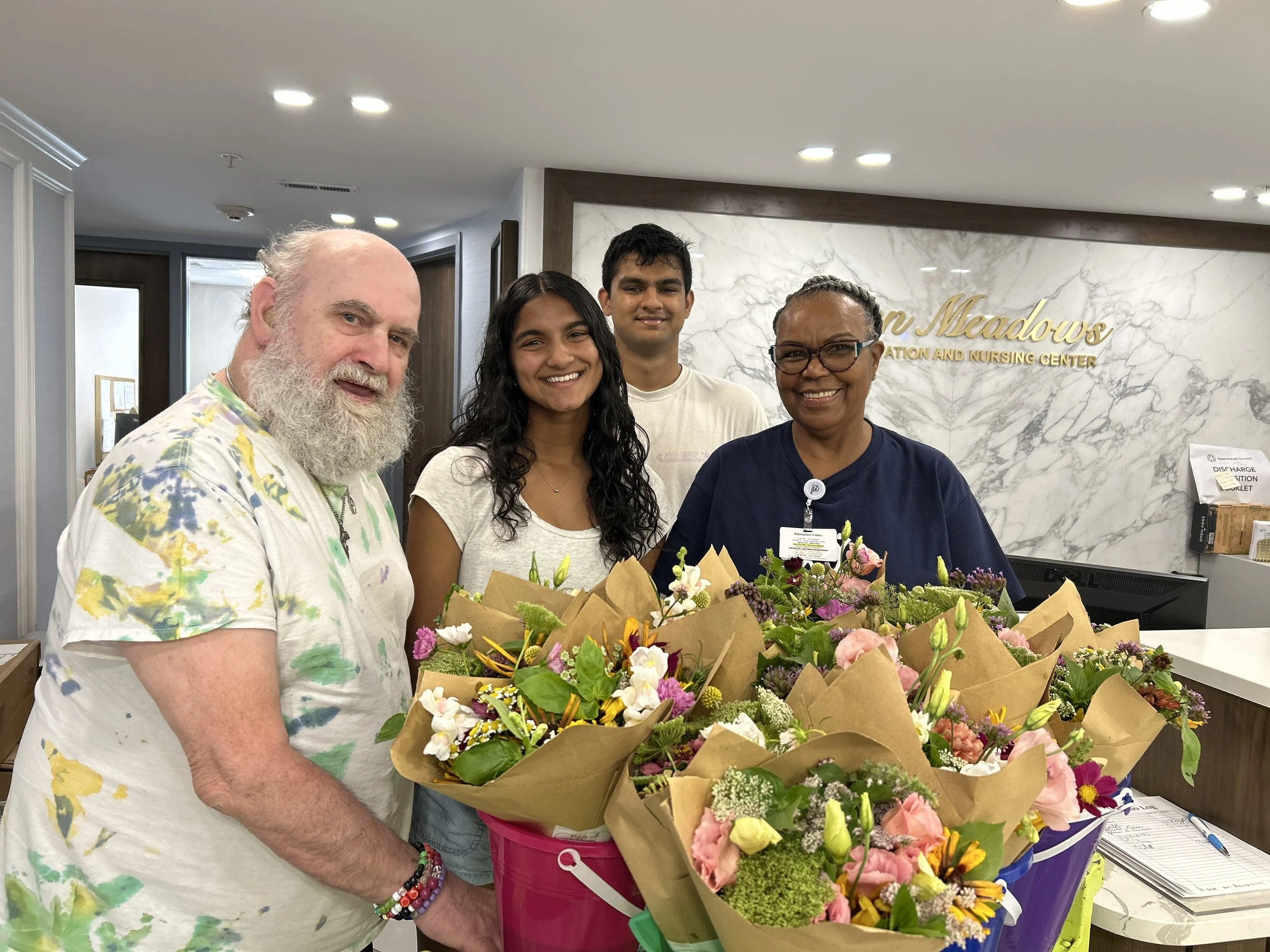 Fresh flowers from our garden delivered to residents of Green Meadows Rehab and Nursing Center 8/14