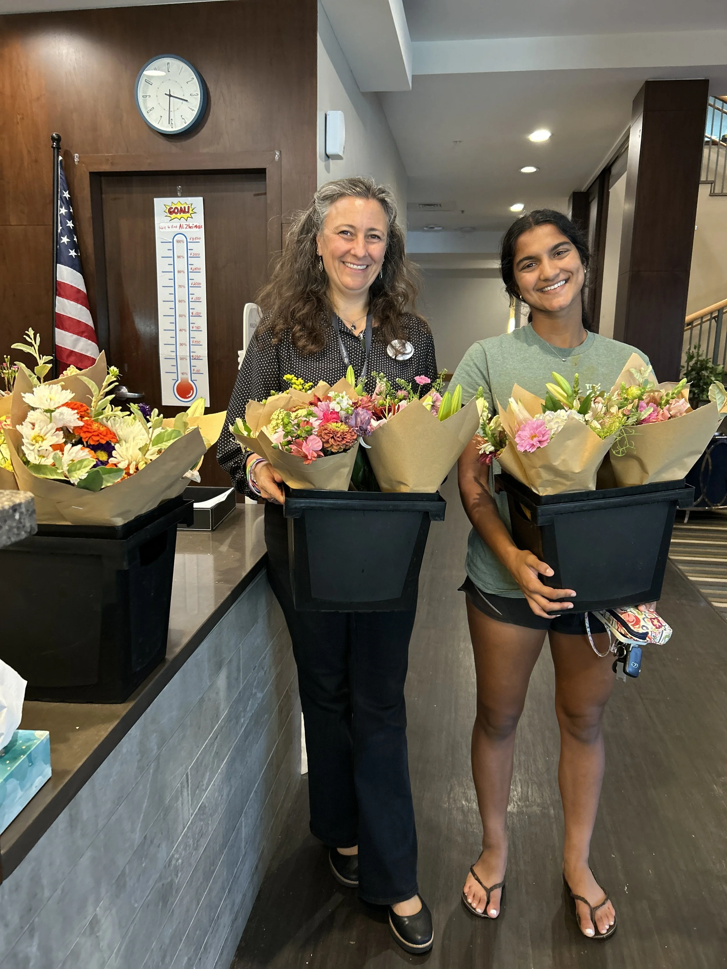 9/7 - Beautiful flower bouquets brought smiles to Senior residents of Daylesford Crossing!