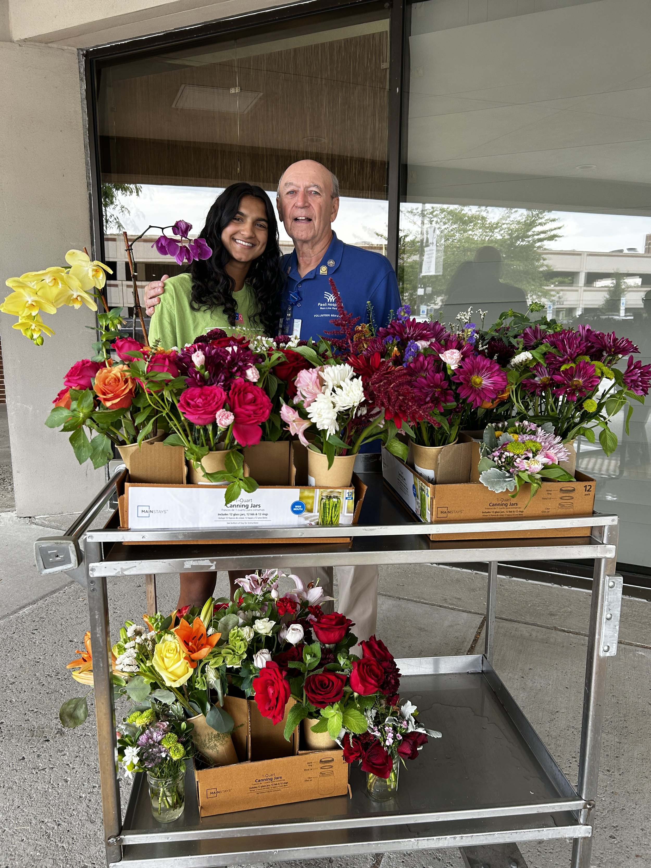 Beautiful flower bouquets for patients at Paoli Hospital with flowers generously donated by Whole Foods - 8/10/26!