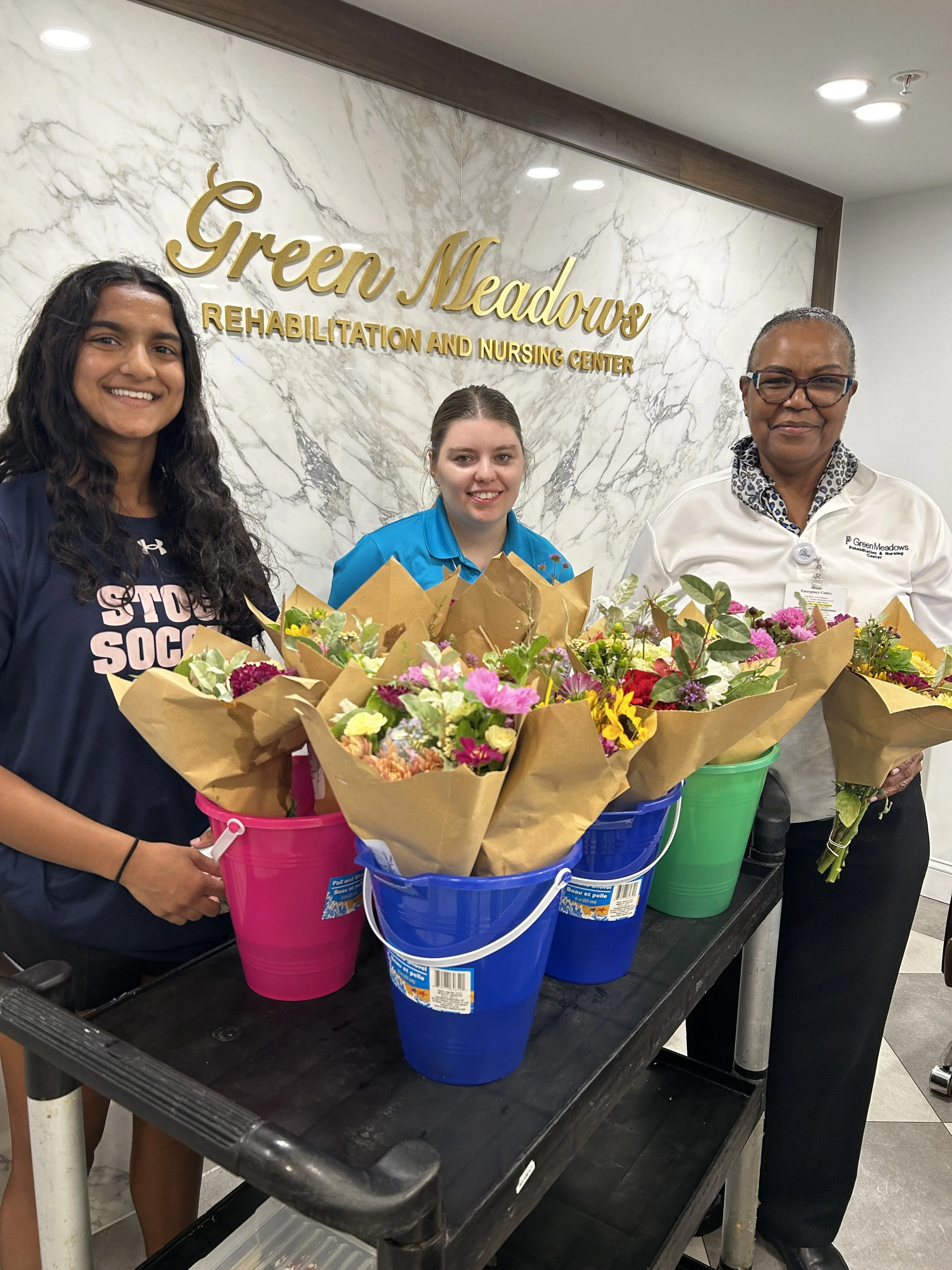 9/10 - Gorgeous bouquets to bring some joy to the residents of Green Meadows Nursing and Rehab Center!