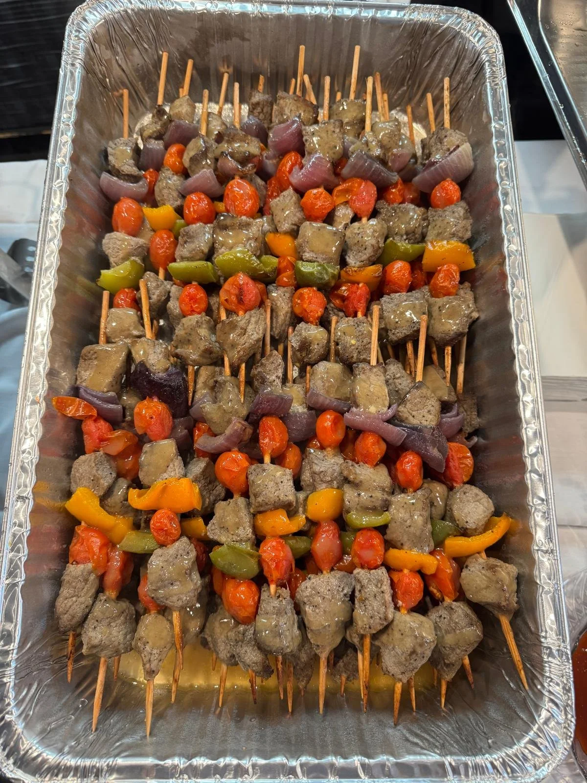Beef Tikka kabobs. Crystal Palace is a caterer and banquet hall in Mt Prospect that specializes in Mediterranean food.
