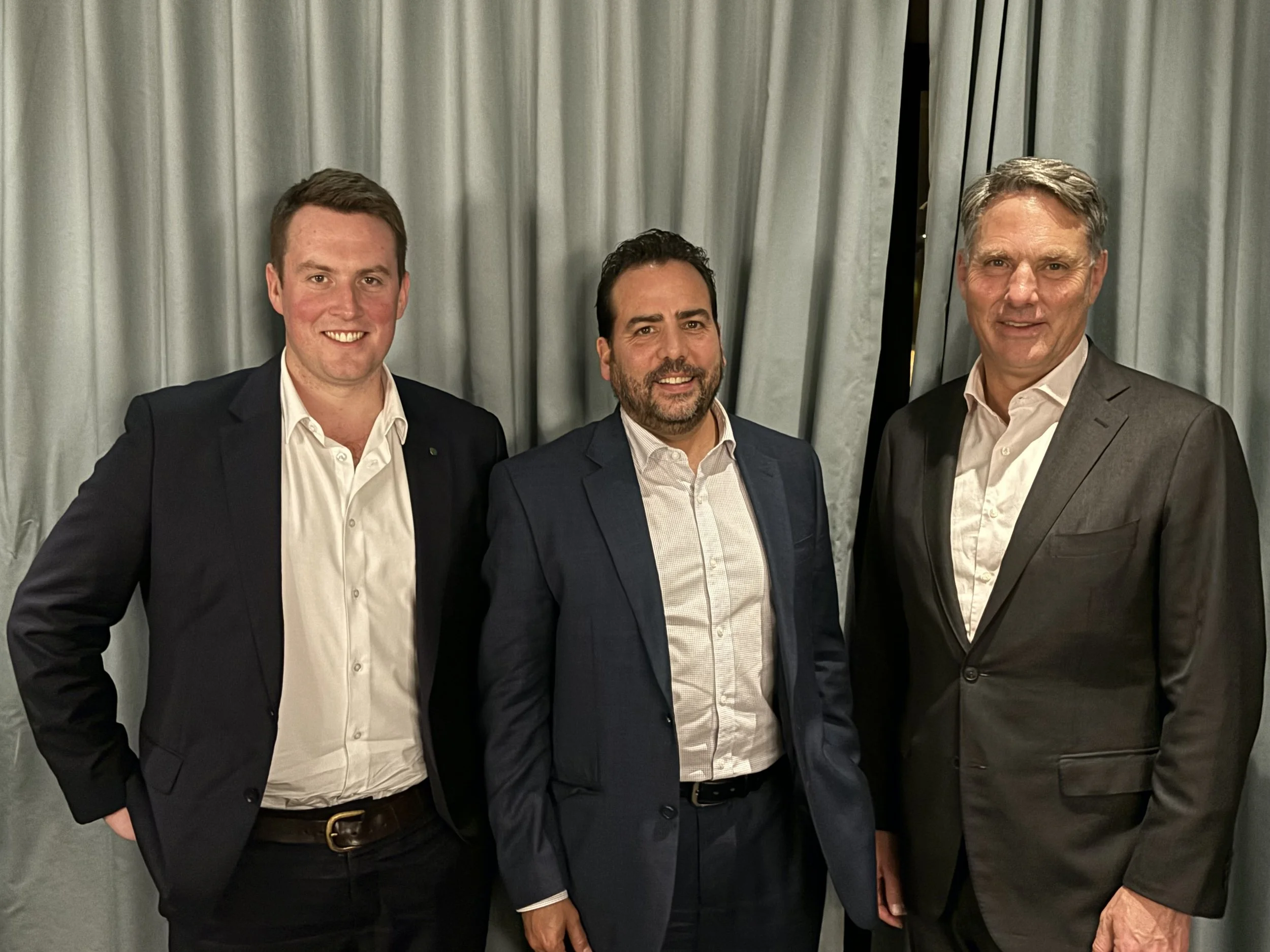 Josh Bihary with Deputy Prime Minister Richard Marles and Labor MP Dr Gordon Reid