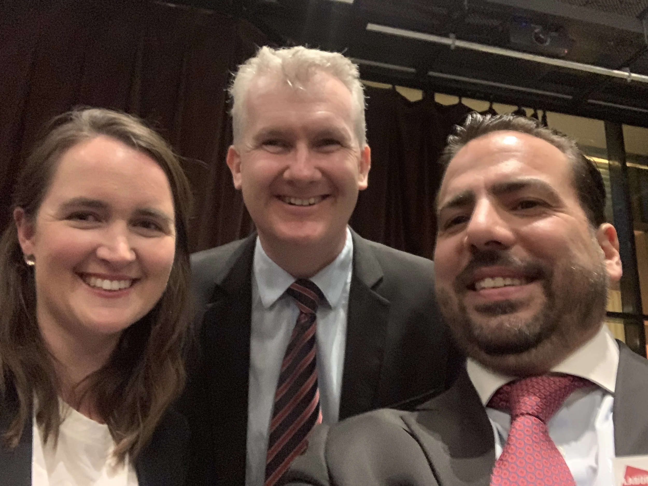 Josh Bihary with Minister Tony Burke and Ministerial Chief of Staff Kate Scott-Murphy
