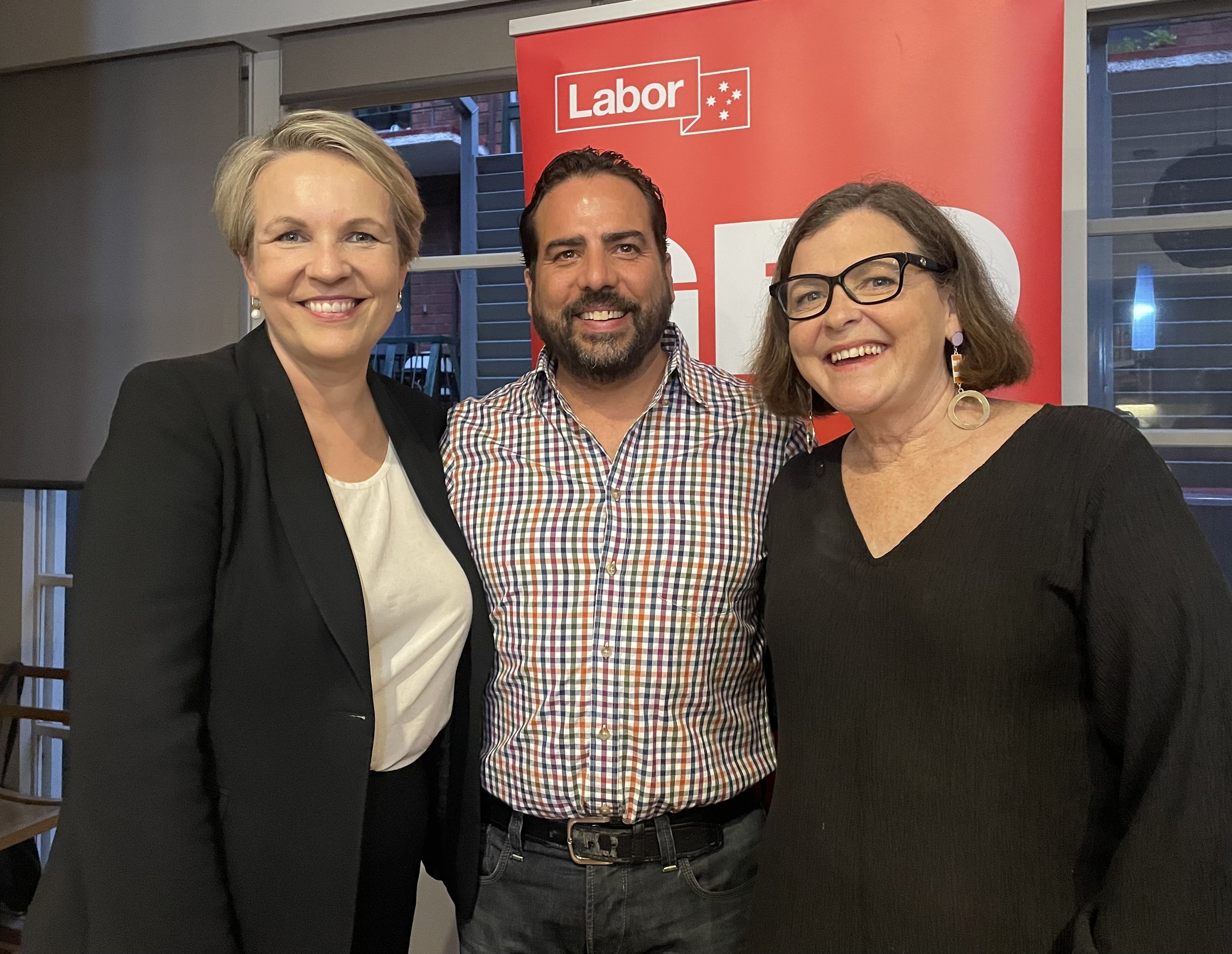 Josh Bihary with Ministers Tanya Plibersek and Ged Kearney