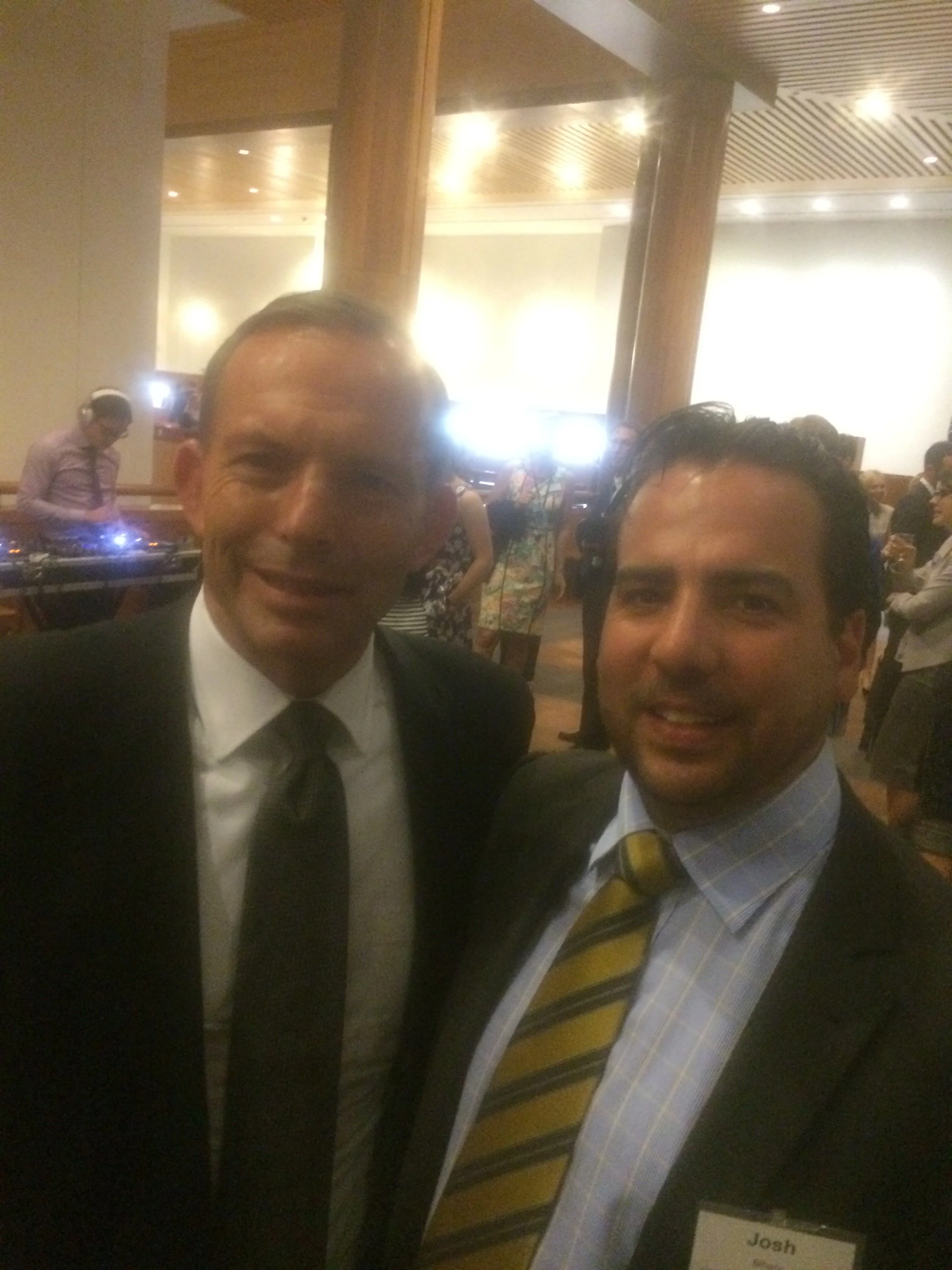 Josh Bihary with then Prime Minister Tony Abbott