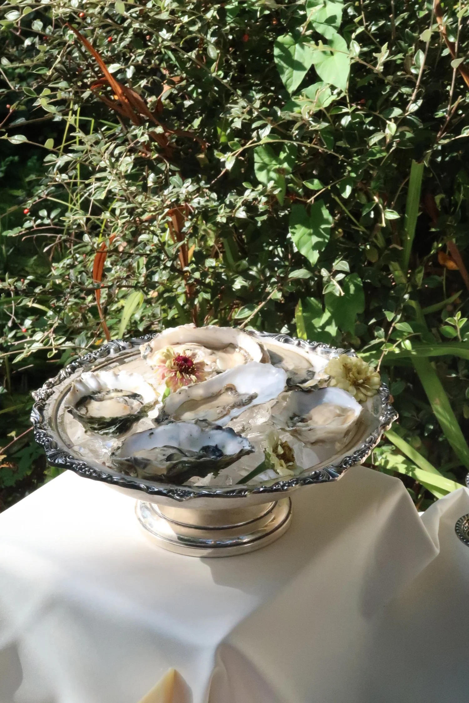 Silver footed serving bowl