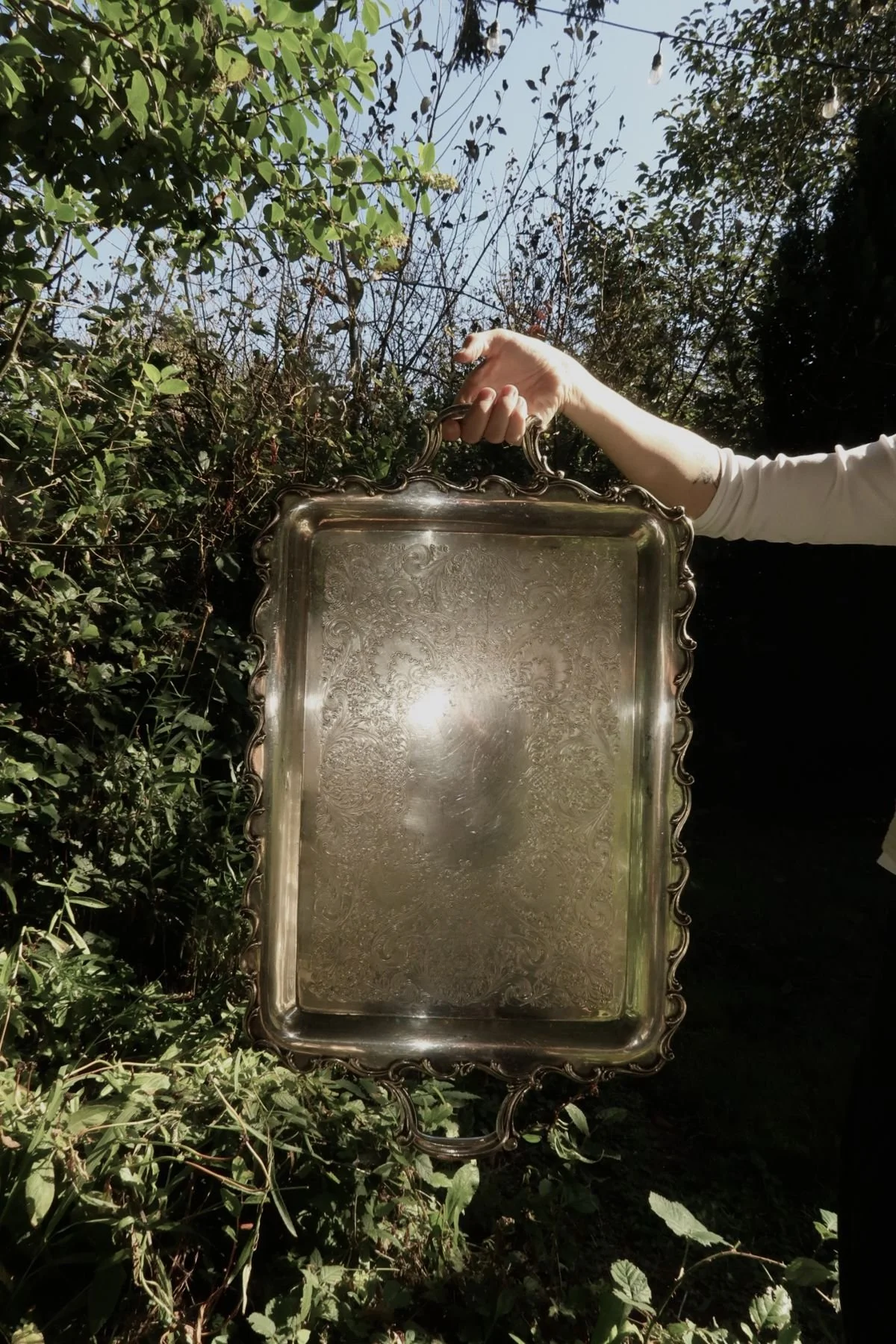 Large ornate silver tray, photo 1
