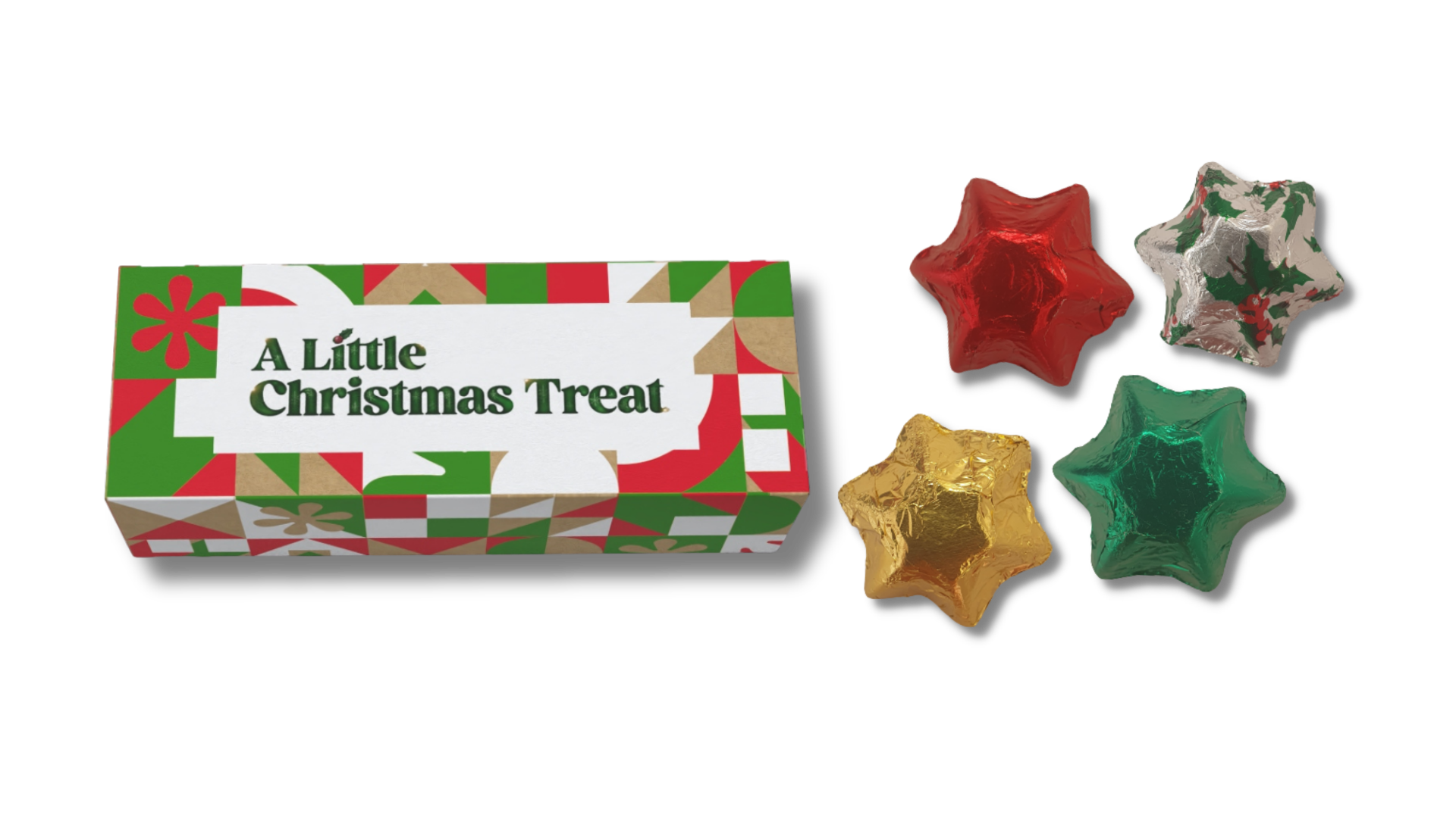A Little Christmas Treat - 4 Christmas Chocolates in a Christmas Themed Gift Box