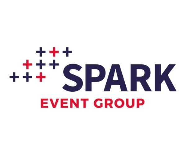 Spark Event Group logo with plus signs and bold text.