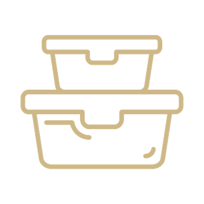 Two stacked plastic food containers with lids.
