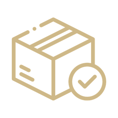A package with a checkmark symbol indicating approval or verified status.