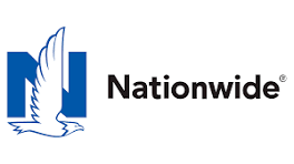 Logo of Nationwide insurance with a blue emblem of a rising eagle beside the company name.